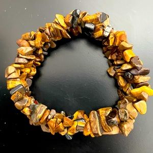 NWOT Natural healing gemstones yellow tiger eye color bracelet, 3 strands spring